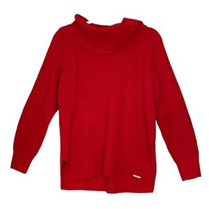 Michael Michael Kors Waffle Knit Cowl Neck Sweater Red Size L